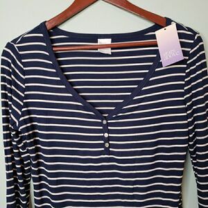 Womens Long Sleeve Pajama Top V-Neck Shirt Lightweight Stretch Thermal Sz Small